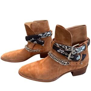 AMIRI Men's Camel Suede Bandana Buckle Ankle Boots - 43 (10)
